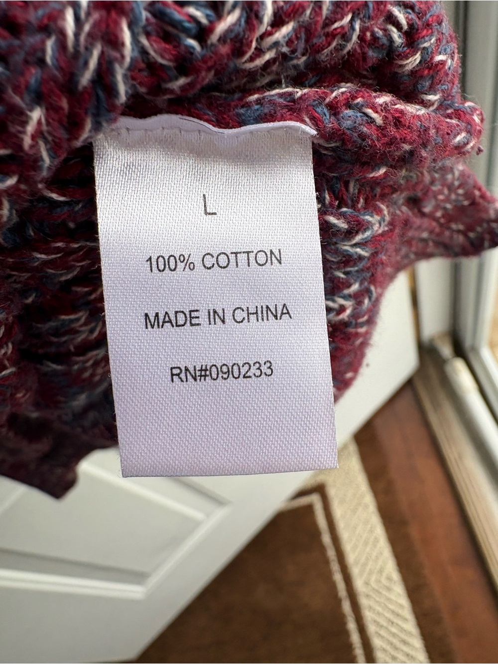 On The Byas L Burgundy Textured Crewneck Sweater 100% Cotton - Picture 6 of 6
